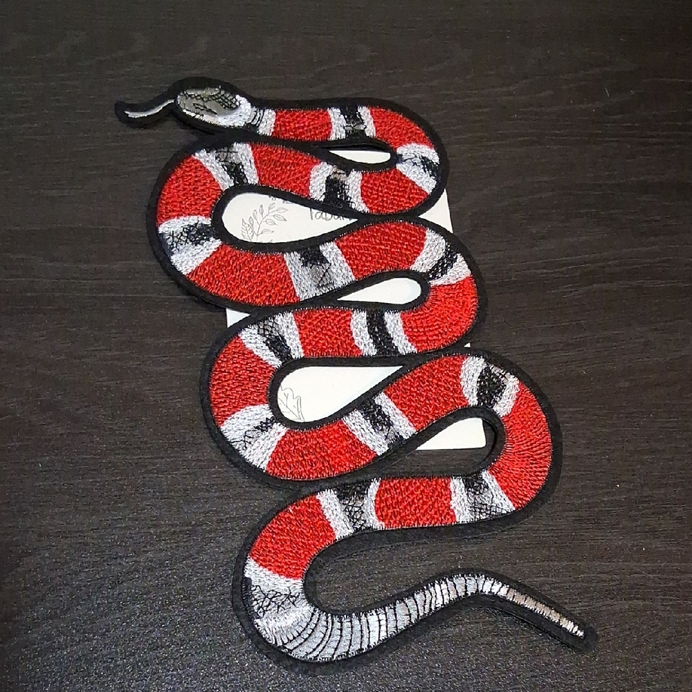 Vibrant Red and Black Snake Patch for Reptile Lovers